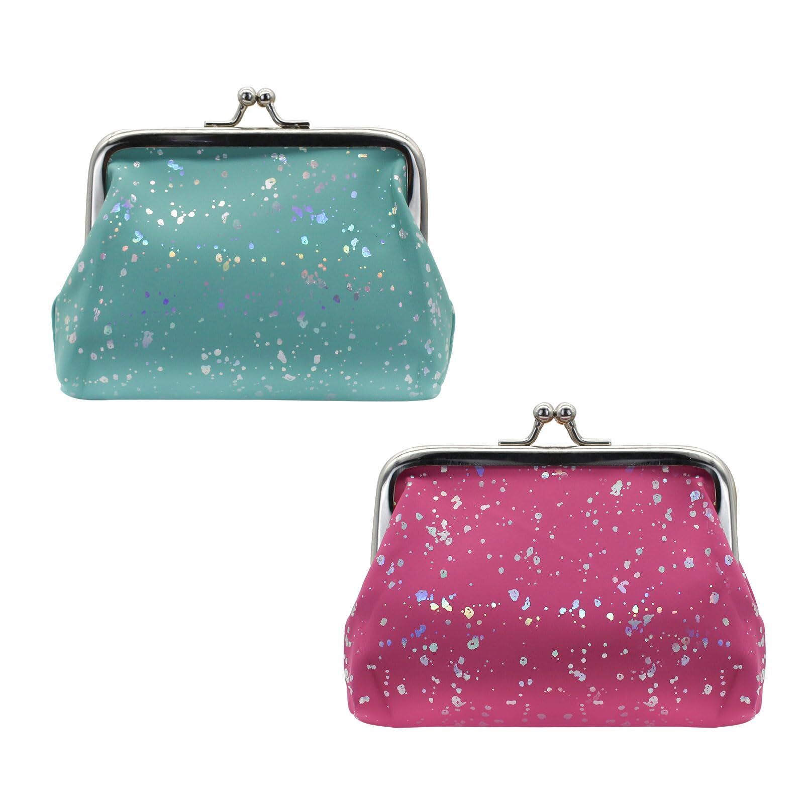 7706 2pcs Coin Purse, Pu Star Dot Small Coin Pouch With Iron Clip Buckle